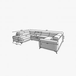 Sofá en U moderno (2 chaiselongs) con cama y arcón gris oscuro 347x202 - LUIS