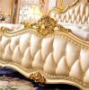 Foto Cama de dormitorio europeo de cuero natural de lujo, marco de madera maciza - REINA