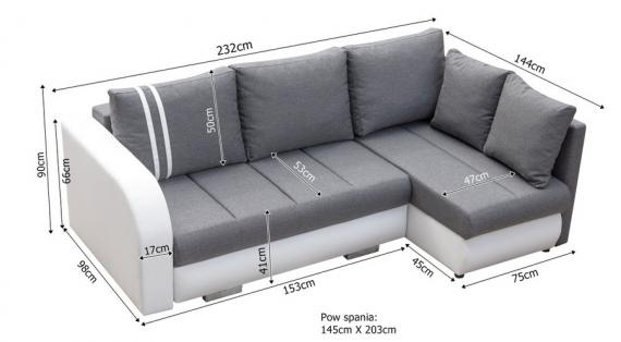 Foto Sofa cama+arcon R-CITY, Gris claro/Blanco, 232x144