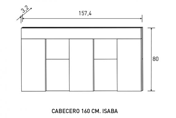 Foto CABECERO 160 CM. ISABA MOD.RONCAL ROBLE-GRAFITO