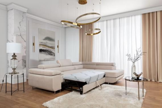 Foto SOFÁ CAMA CON ARCÓN 272 CM X 203 CM ANTON BEIGE OFERTA