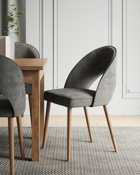 Foto Conjunto mesa de comedor extensible - 140/180 - 6 sillas - gris - RODOS 82L