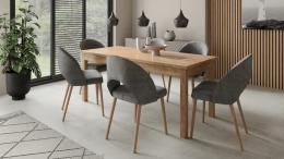 Conjunto mesa de comedor extensible - 140/180 6 sillas gris RODOS 82L