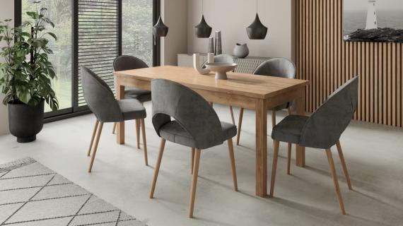 Foto Conjunto mesa de comedor extensible - 140/180 - 6 sillas - gris - RODOS 82L