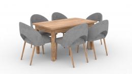 Conjunto mesa de comedor extensible - 140/180 6 sillas gris RODOS 82L