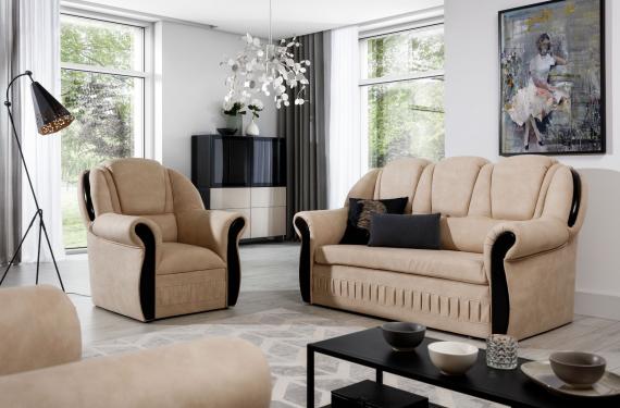 Foto Set de salón de hogar 3 ( Sofa cama )+1+1 Beige/Marron OFERTA - Lord