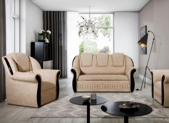 Foto Set de salón de hogar 3 ( Sofa cama )+1+1 Beige/Marron OFERTA - Lord