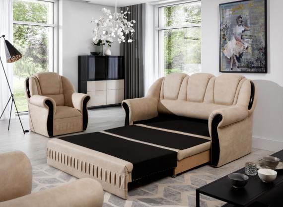 Foto Set de salón de hogar 3 ( Sofa cama )+1+1 Beige/Marron OFERTA - Lord