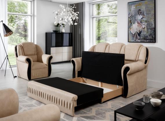 Foto Set de salón de hogar 3 ( Sofa cama )+1+1 Beige/Marron OFERTA - Lord