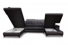 SOFÁ GRANDE CON CAMA Y DOS ARCONES I FORMA DE U REPOSACABEZAS RECLINABLES PATAS ALTAS 330 CM X 212