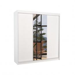 ARMARIO CON ESPEJO I PUERTA CORREDERA I 215X200X58 CM CON 2 PUERTAS COLOR BLANCO SANTIAGO
