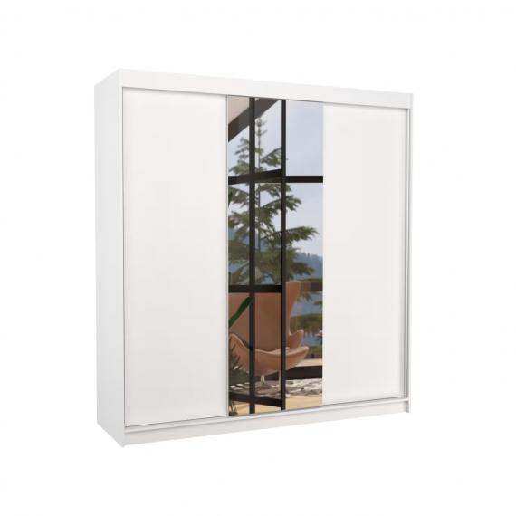 Foto ARMARIO CON ESPEJO I PUERTA CORREDERA I 215X200X58 CM CON 2 PUERTAS COLOR BLANCO SANTIAGO