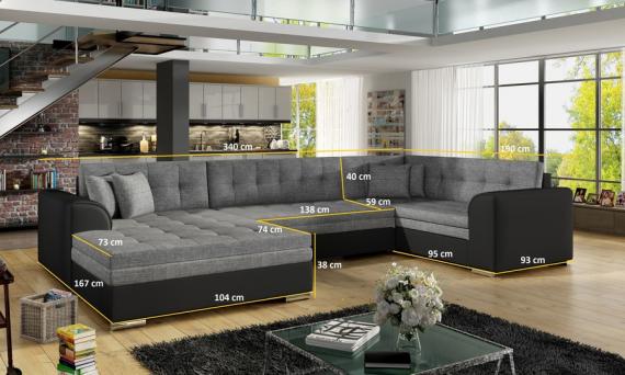 Foto Sofá cama rinconera - Damario, Gris/Tela, 340x190cm OFERTA