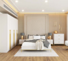 Foto Conjunto de dormitorio moderno: cama+cabecero, 2 mesitas, cómoda, armario - KASZMIR