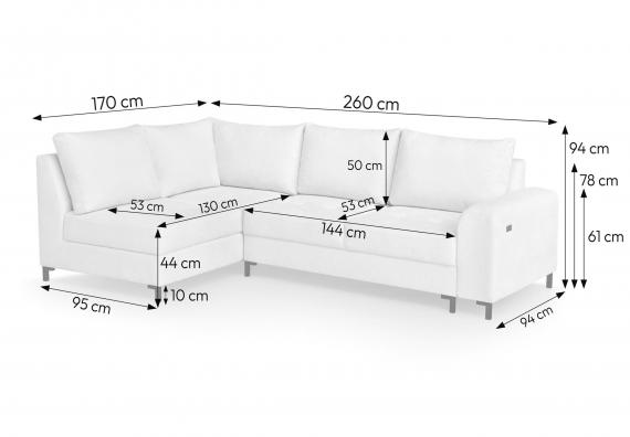 Foto Sofá cama+arcon con puf+USB 260x170 ( puf 95x78 )  - BRANDO L, Crema
