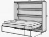 Foto Cama abatible 140 x 200 cm - Apertura horizontal manual - Con LEDs - blanco y natural + Colchón - DEVESTO
