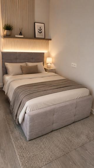 Photo SINGLE BOXSPRING BED LIGHT GREY, 100X200 CM