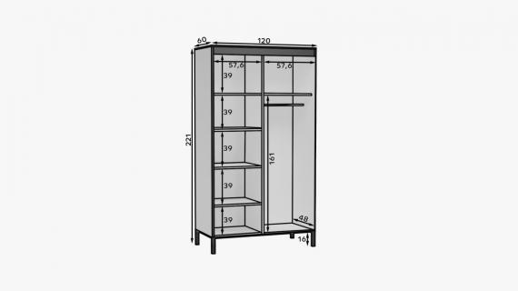 Foto Armario con puertas correderas - 120 cm - blanco/negro - BELL-M