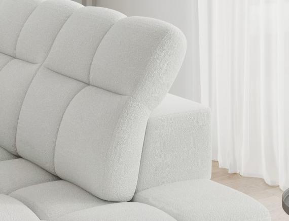 Foto Sofá esquinero con función de cama y espacio de almacenamiento, terciopelo blanco, lado derecho BRONON