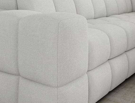 Foto Sofá esquinero con función de cama y espacio de almacenamiento, terciopelo blanco, lado derecho BRONON