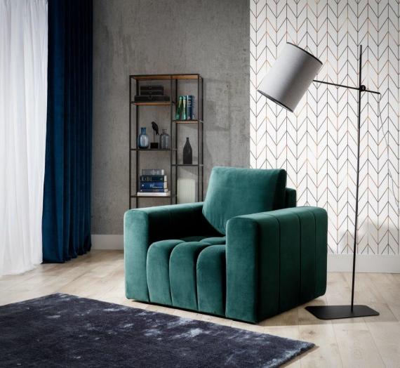 Foto Set de salón - sofá cama 3 plazas+sillon+Puf, verde