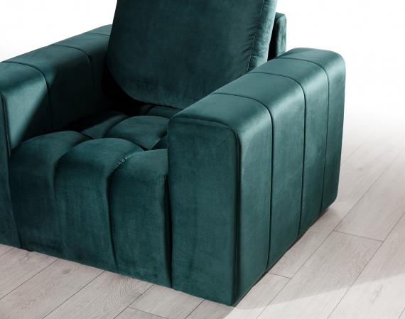 Foto Set de salón - sofá cama 3 plazas+sillon+Puf, verde