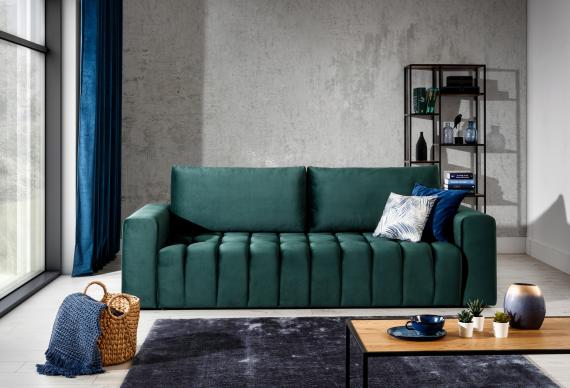 Foto Set de salón - sofá cama 3 plazas+sillon+Puf, verde