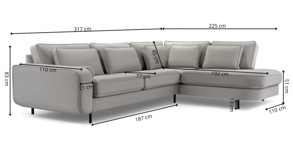 Photo SOFÁ RINCONERA GRANDE I PATAS ALTAS I FILIP GRIS OSCURO