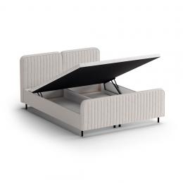 Cama 140/160/180 x 200 + colchón + topper + almacenaje - LAMELLO Gris claro