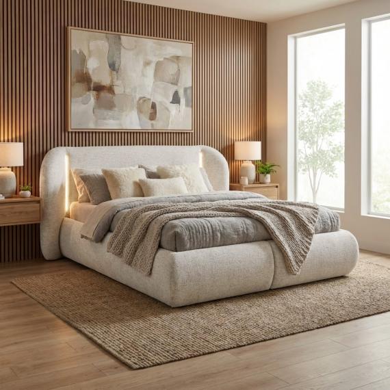 Foto Cama con luces LED crema - COCO