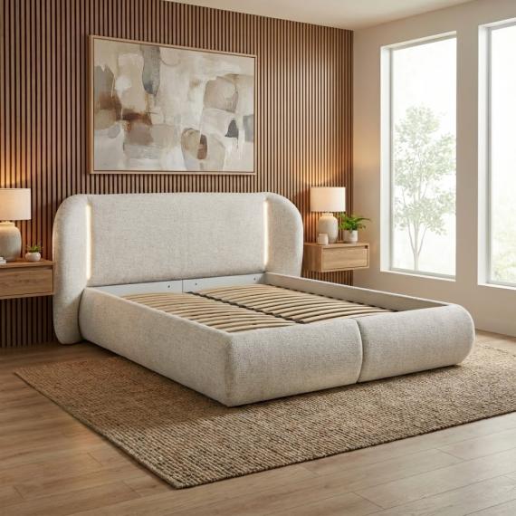 Foto Cama con luces LED crema - COCO