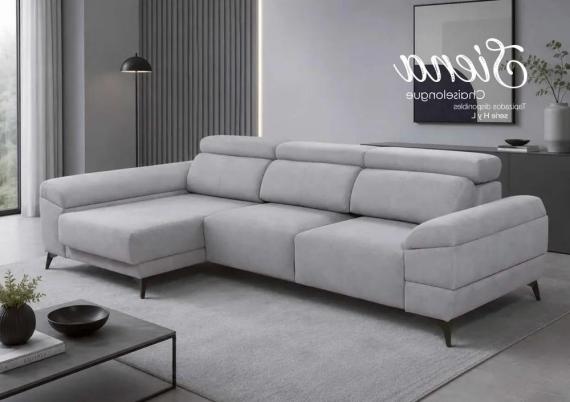 Foto Sofá Chaise Longue con Asientos Deslizantes y Cabeceros Reclinables  Gris claro – Siena