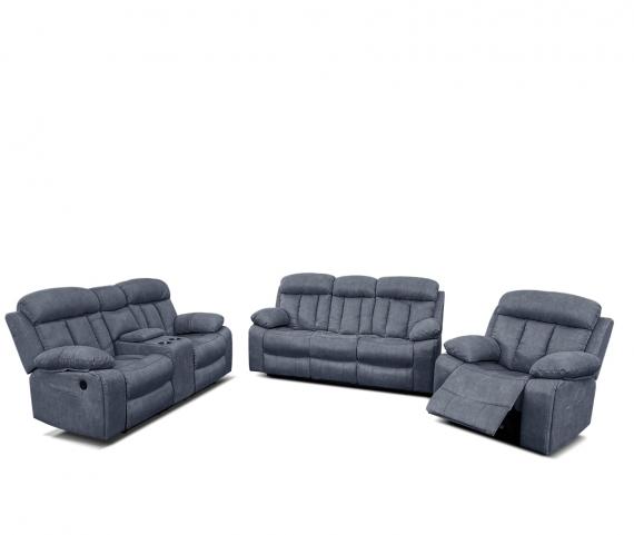 Foto Conjunto 3+2+1: dos sofás y un sillón relax electrico+USB+portavasos – Texas