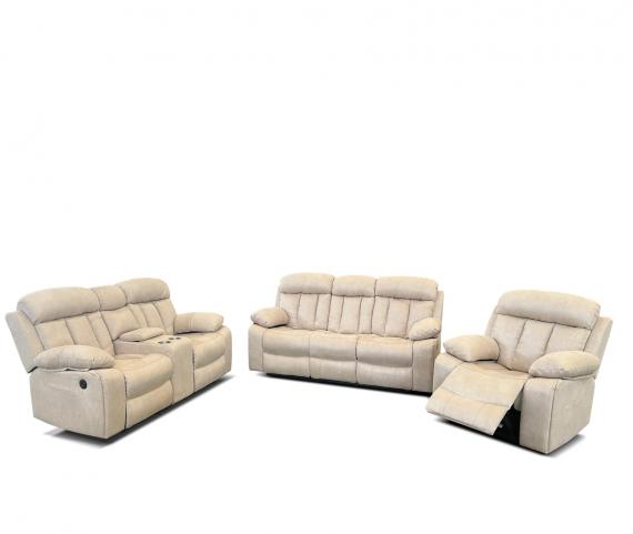 Foto Conjunto 3+2+1: dos sofás y un sillón relax electrico+USB+portavasos – Texas