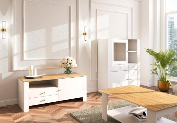 Foto MUEBLE TV AGAWA 05 BLANCO/ORO