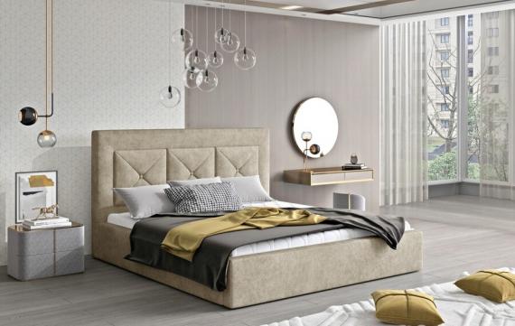 Foto Cama Cloe, estructura de metal, elevación a gas, cajón de cama 160x200, Beige