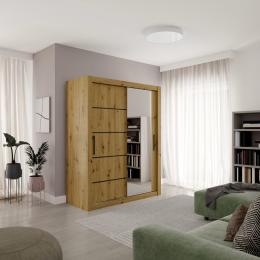 Armario con puertas correderas - 160 cm - roble artesano - MOX