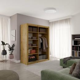 Armario con puertas correderas - 160 cm - roble artesano - MOX