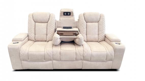 Foto Sofa relax electricos reclinables - portavasos - cargador inalambico - luces LED - puerto usb - 3 plazas - beige - TEXAS