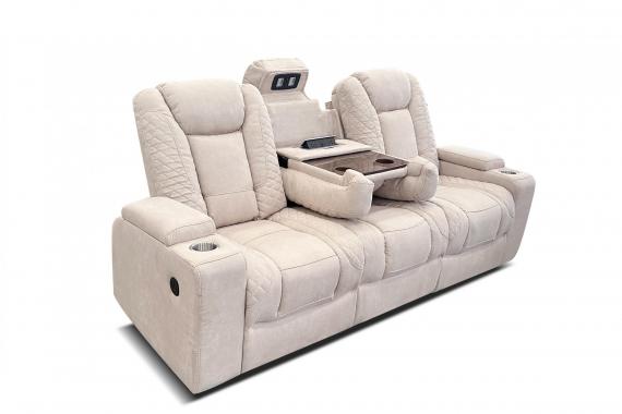 Foto Sofa relax electricos reclinables - portavasos - cargador inalambico - luces LED - puerto usb - 3 plazas - beige - TEXAS