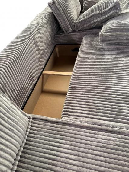 Foto Sofá cama U - gris claro - tela de pana - 400x190 cm - AGATA U