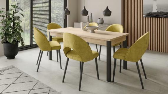 Foto Conjunto mesa de comedor extensible - 140/180 - 6 sillas oliva - RODOS 82BS