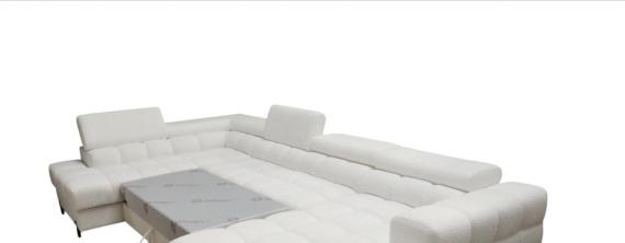Foto Sofá en U moderno (2 chaiselongs) con cama y arcón 347x202 - Blanco - FECTORY