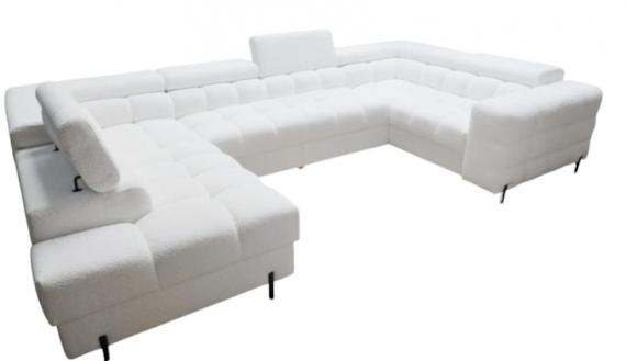 Foto Sofá en U moderno (2 chaiselongs) con cama y arcón 347x202 - Blanco - FECTORY