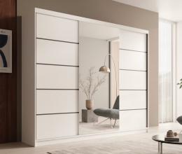 Armario con puertas correderas - 250 cm - blanco - ETNA