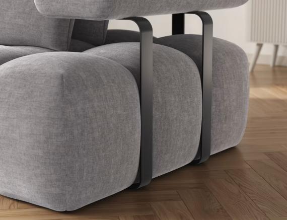 Foto Sofá Rinconera con Asiento Extensible Eléctrico – Levvi | Tela Gris