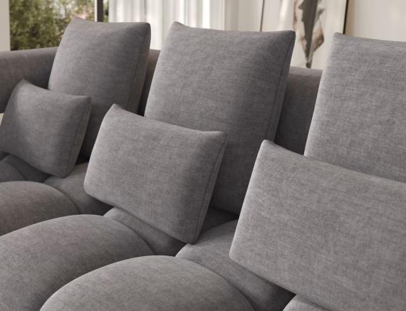 Foto Sofá Rinconera con Asiento Extensible Eléctrico – Levvi | Tela Gris