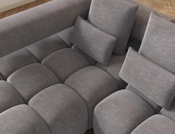 Foto Sofá Rinconera con Asiento Extensible Eléctrico – Levvi | Tela Gris