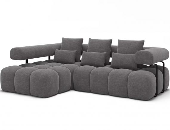 Foto Sofá Rinconera con Asiento Extensible Eléctrico – Levvi | Tela Gris