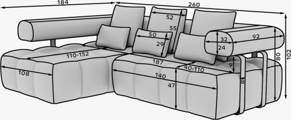 Foto Sofá Rinconera con Asiento Extensible Eléctrico – Levvi | Tela Gris